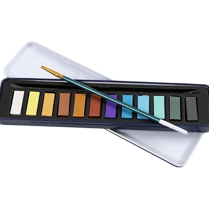 Akvarellpaket - Metallic, 12 färger
