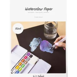 Akvarellpapper A4 / 230 g - Svart, 15 ark