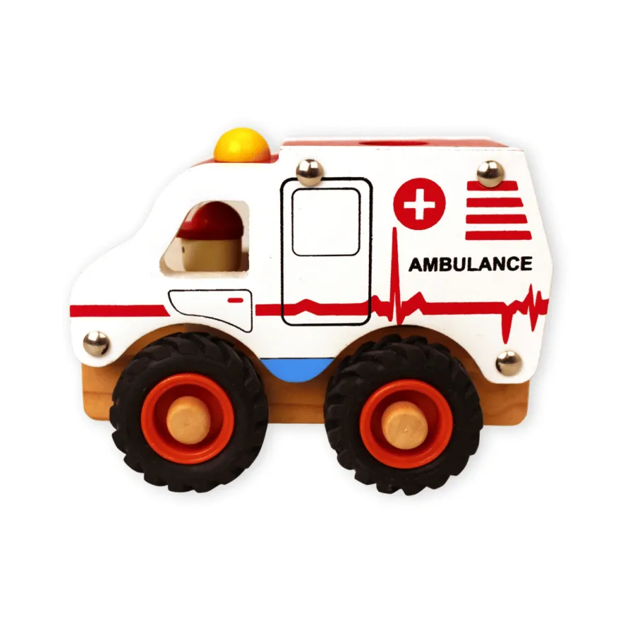 Ambulans med gummihjul – H: 9,5 cm