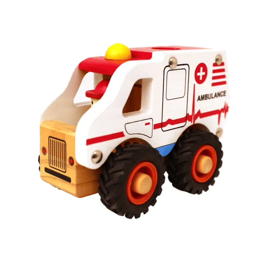 Ambulans med gummihjul – H: 9,5 cm