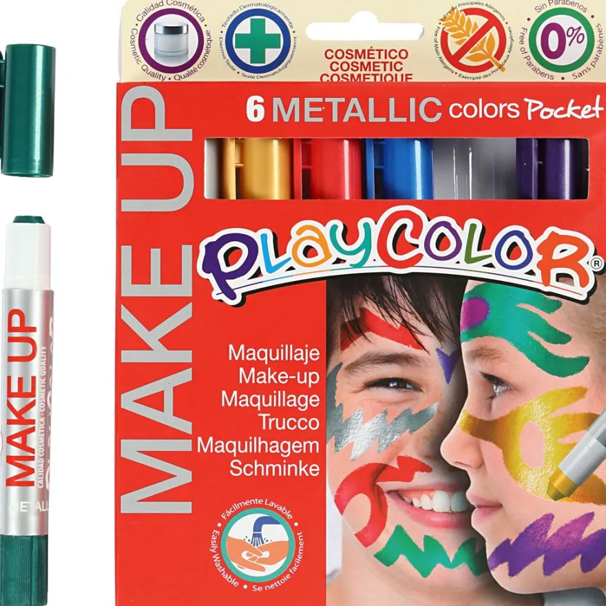 Ansiktsfärg - Make Up-pennor, Metallic, 6 st.
