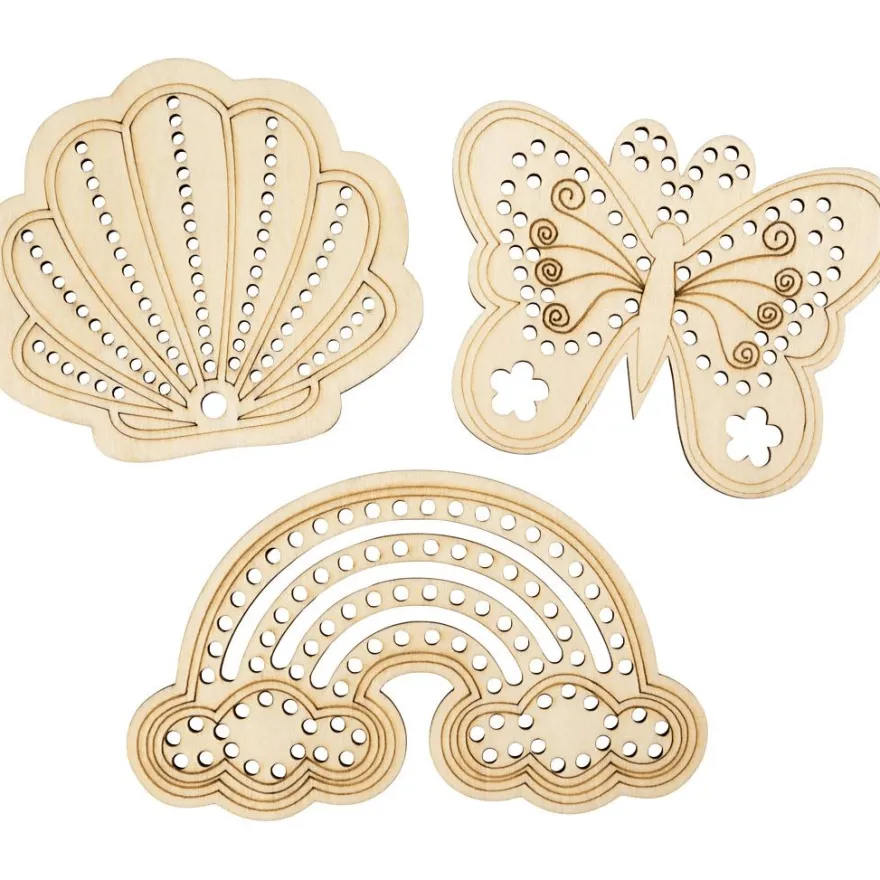 Dekorera själv – träfigurer med hål, 6 st.
