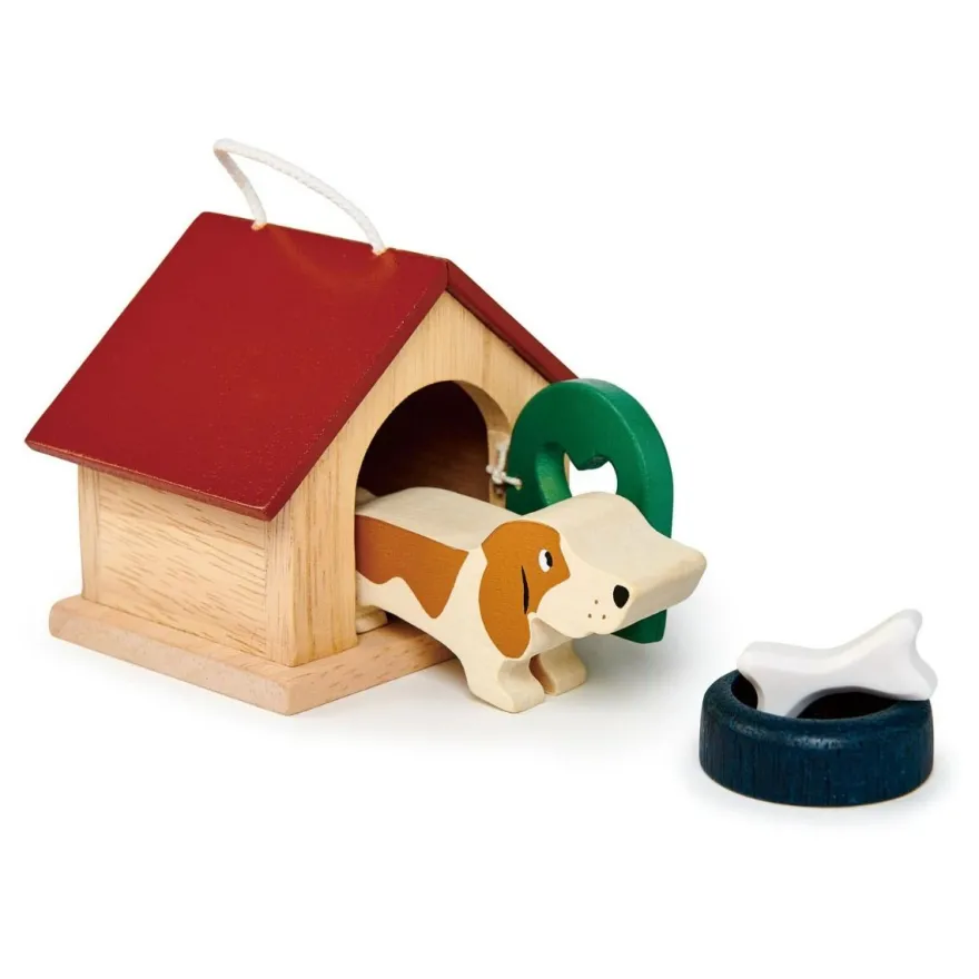 Dockhus, tillbehör - Hundkoja med hund