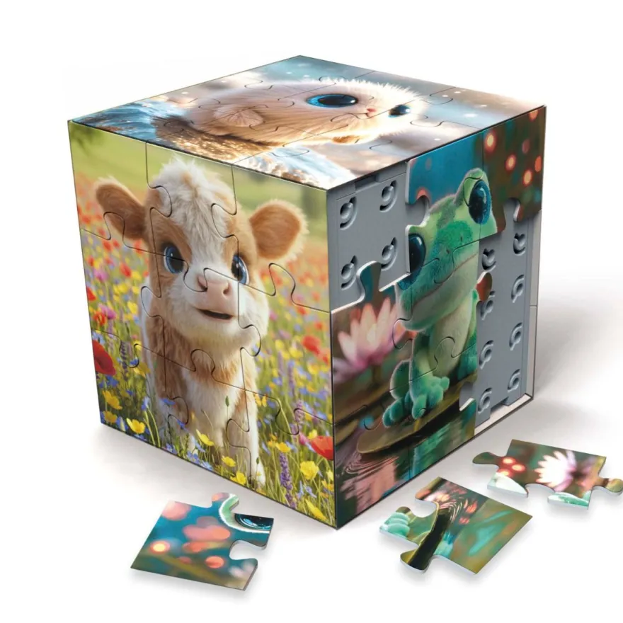 3D-pusselkub – Djurens barn
