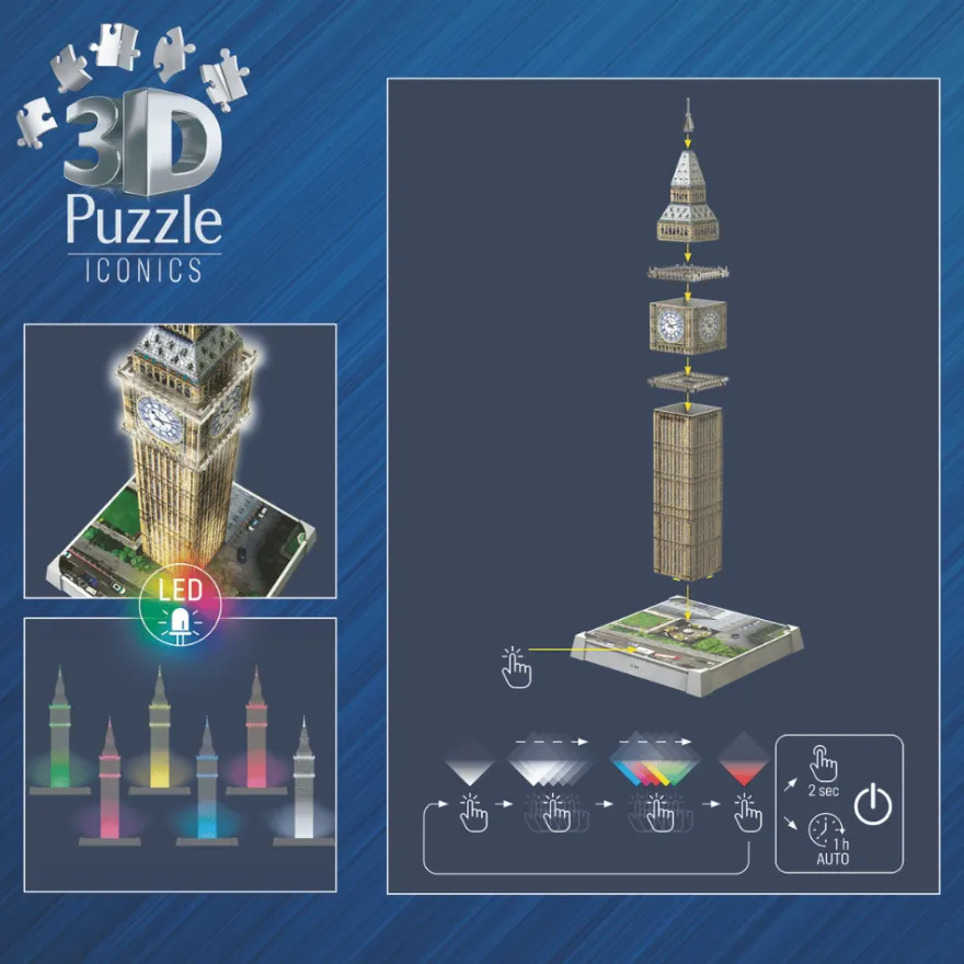 3D-pussel med LED, 216 bitar – Big Ben