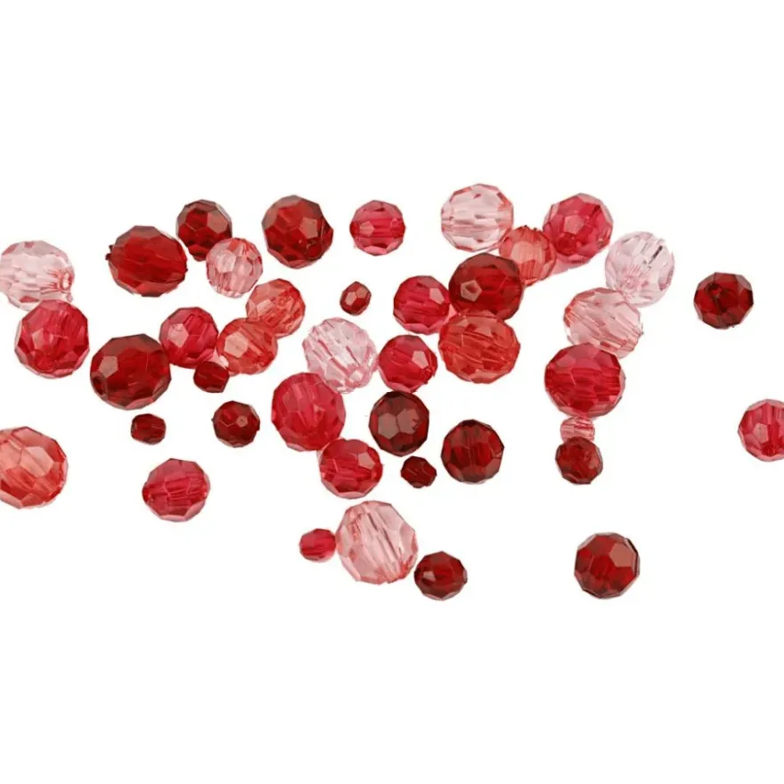 Facettpärlmix - Röd, 45 g