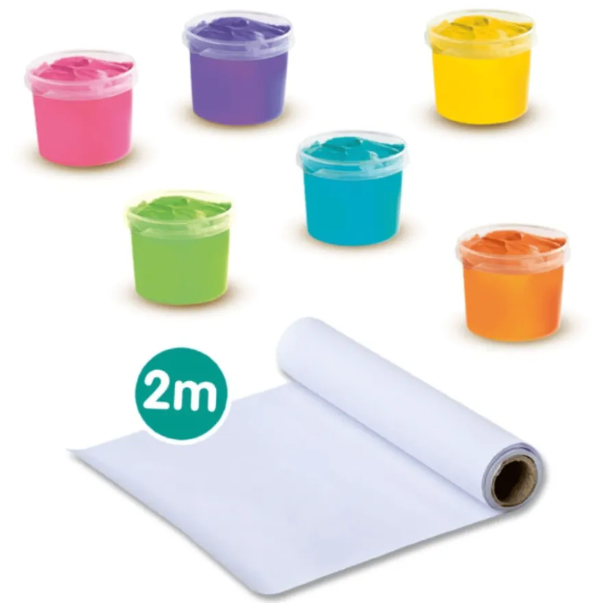 Fingerfärg – 6 x 110 ml – Inkl. pappersrulle