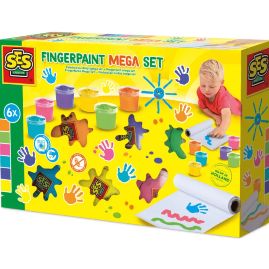 Fingerfärg – 6 x 110 ml – Inkl. pappersrulle