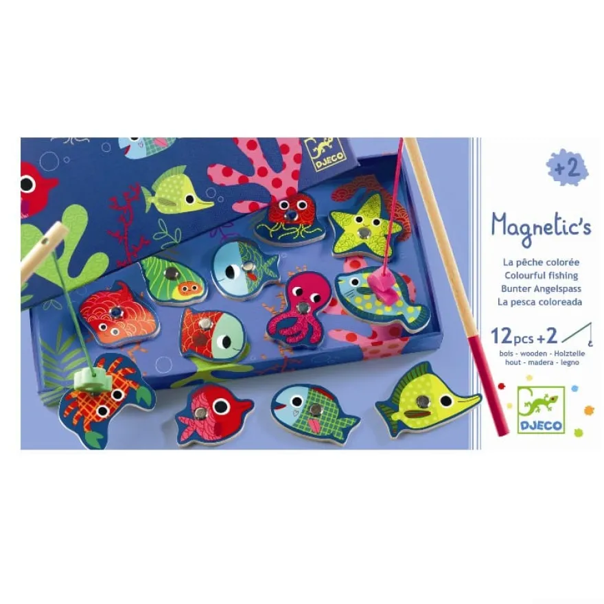 Fiskespel, magnetiskt - Färgade fiskar
