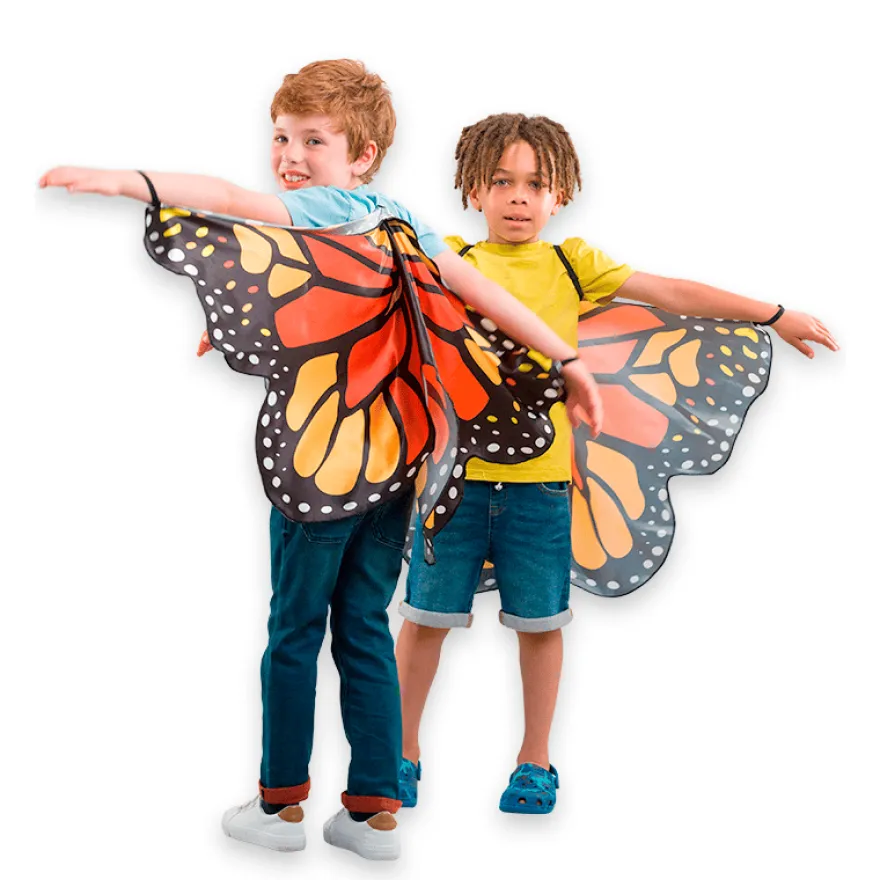 Fjärilsvingar - Orange, stl. 3-8 år