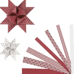 Fläta egna julstjärnor - Rött/vitt, 60 strimlor