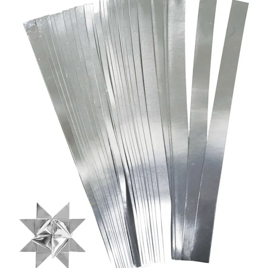 Fläta egna julstjärnor - Silver, 100 strimlor