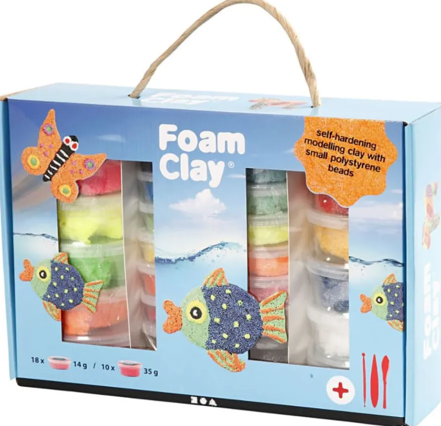 Foam Clay i presentask, 28 burkar + verktyg