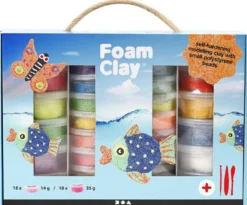 Foam Clay i presentask, 28 burkar + verktyg
