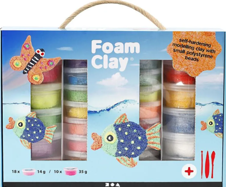 Foam Clay i presentask, 28 burkar + verktyg