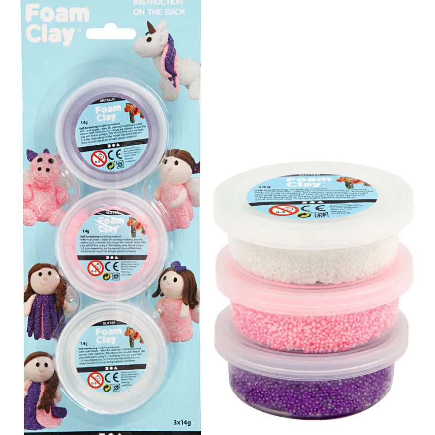 Foam Clay 3 x 14 g. - Glitter/Metallicrosa