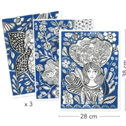 Färgläggningsplanscher - Blommor, 3 st.