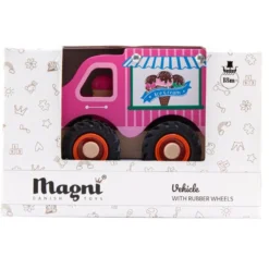 Glassbil med gummihjul – H: 9 cm