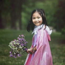 Glittercape med fuskpälskant, stl. 4-7 år