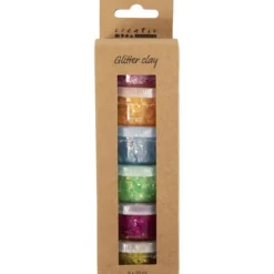 Glitter Clay 6 x 20 ml - Basisfärger