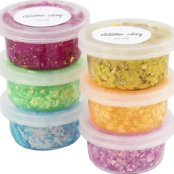 Glitter Clay 6 x 20 ml - Basisfärger