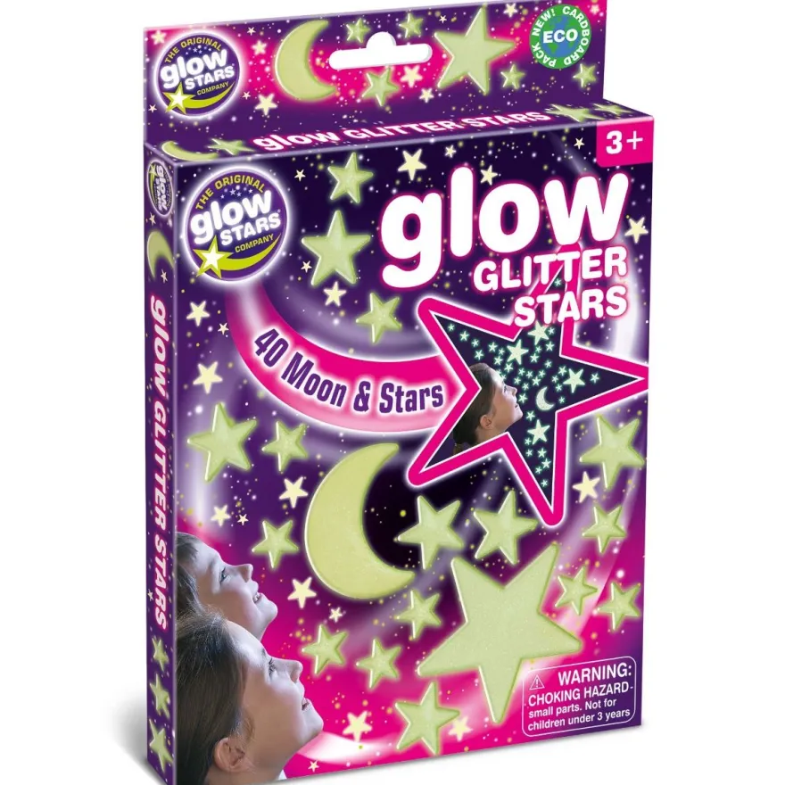 Glow - Stjärnor m. glitter, 40 delar