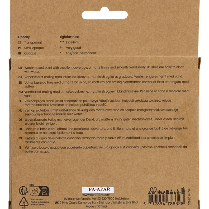Gouachefärg 20 ml – Natur, 6 st.
