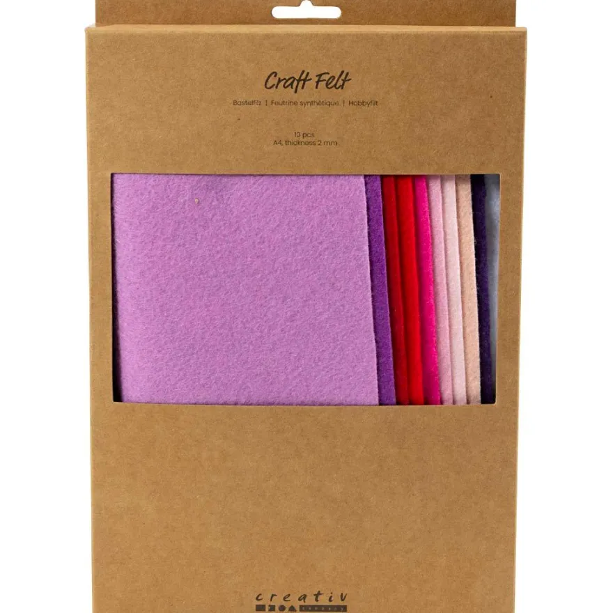 Hobbyfilt A4 - Lila/rosa, 10 ark