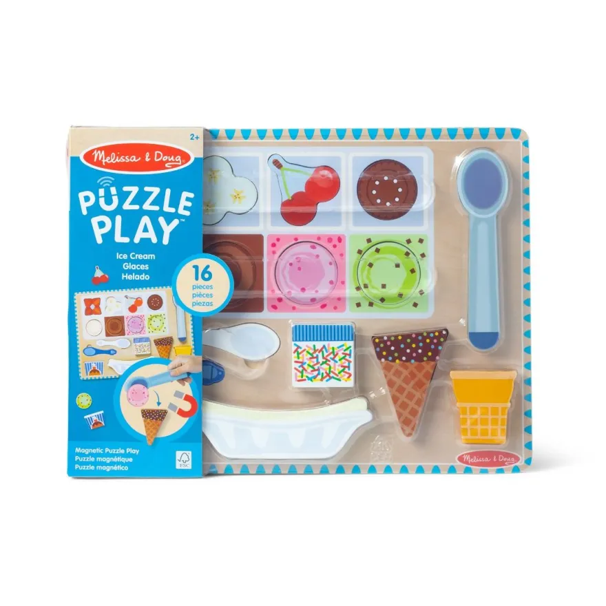 2-i-1 lekpaket och pussel - Glasscafé, 16 delar