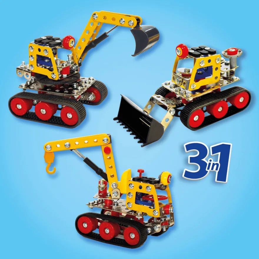 3-i-1 metallbyggsats – Arbetsfordon