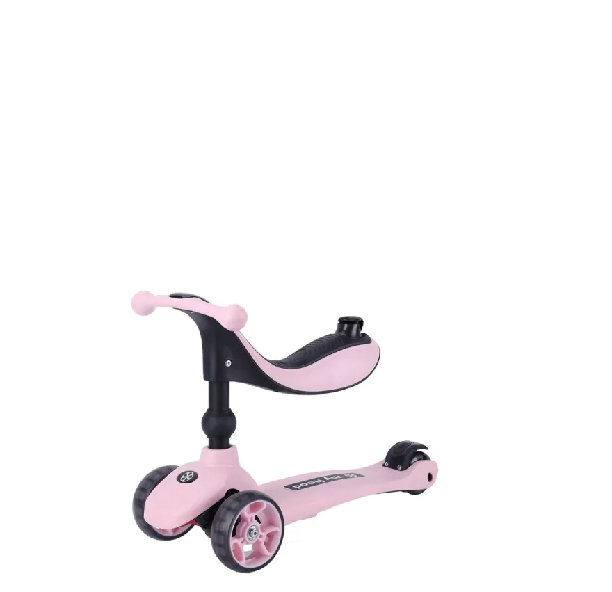 2-i-1 Sparkcykel / Springcykel - Kick'n'Ride, Rosa