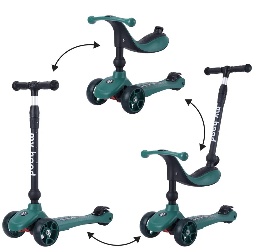 2-i-1 Sparkcykel / Springcykel - Kick'n'Ride, Grön