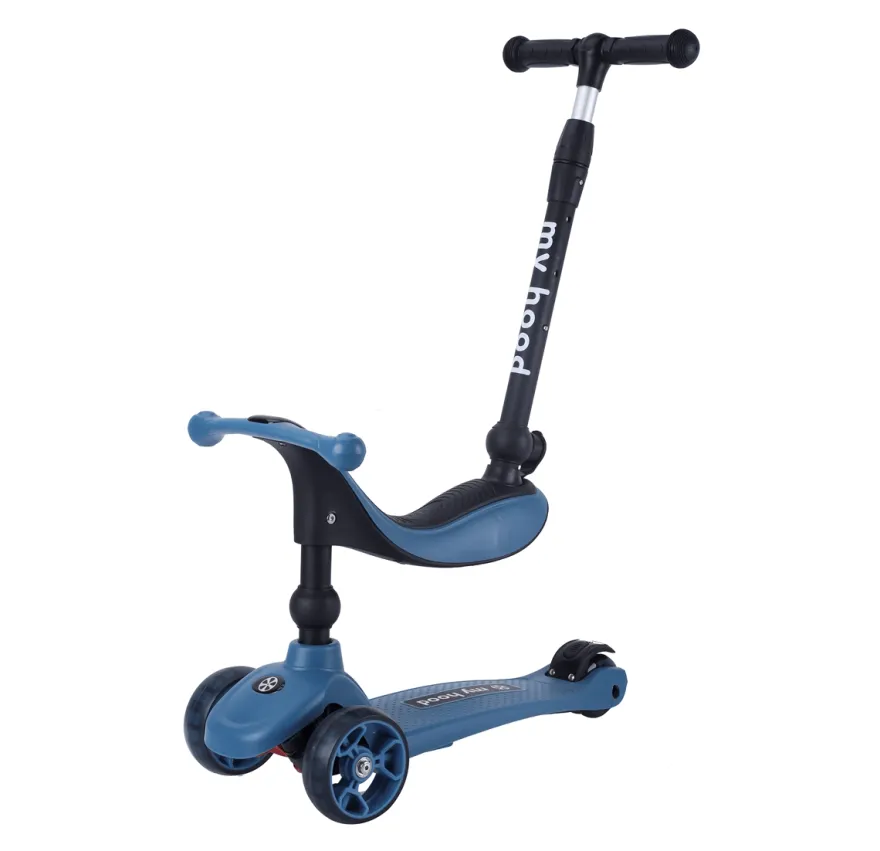 2-i-1 Sparkcykel/Springcykel, Kick'n'Ride, Mörkblå