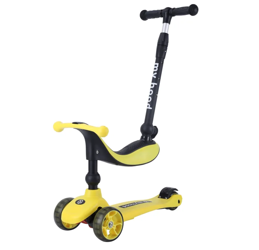 2-i-1 Sparkcykel / Springcykel - Kick'n'Ride, Gul