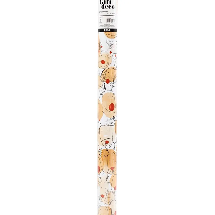 Julklappspapper 50 cm x 5 m - Rudolf
