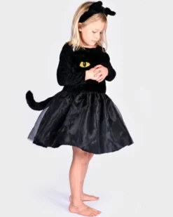 Kattklänning + öron, stl. 4-6 år