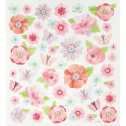 Klistermärken - Rosa vårblommor, 1 ark
