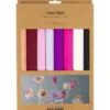 Kräppapper med elasticitet - Lila/rosa, 8 ark