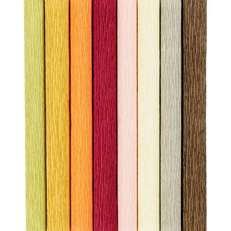 Kräppapper med stretch - Naturfärger, 8 ark