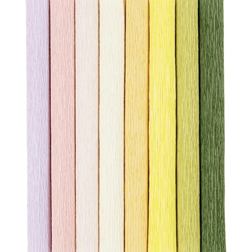 Kräppapper med stretch - Pastell, 8 ark
