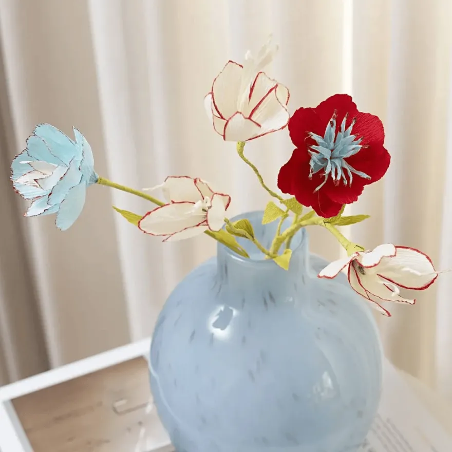 Kräppapper mini - Blommor med färgmagi, 5 st.