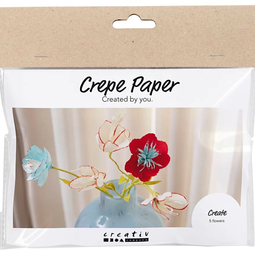 Kräppapper mini - Blommor med färgmagi, 5 st.