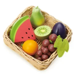 Leksaksmat - Korg med frukt, 6 delar