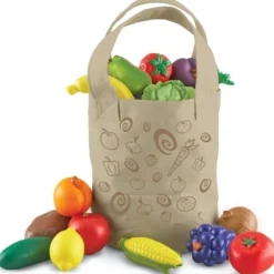 Leksaksmat - Shoppingkasse med frukt&grönt, 16 st.