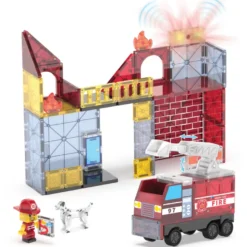 Magna-Tiles | Brandstation med ljud & ljus, 50 st.