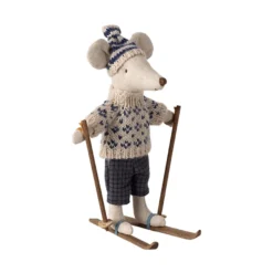 Maileg - Vintermus med skidor, Pappa - Blå