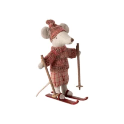 Maileg - Vintermus med skidor, Storasyster - Rosa