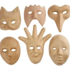 Masker i Papier maché, 6 st.