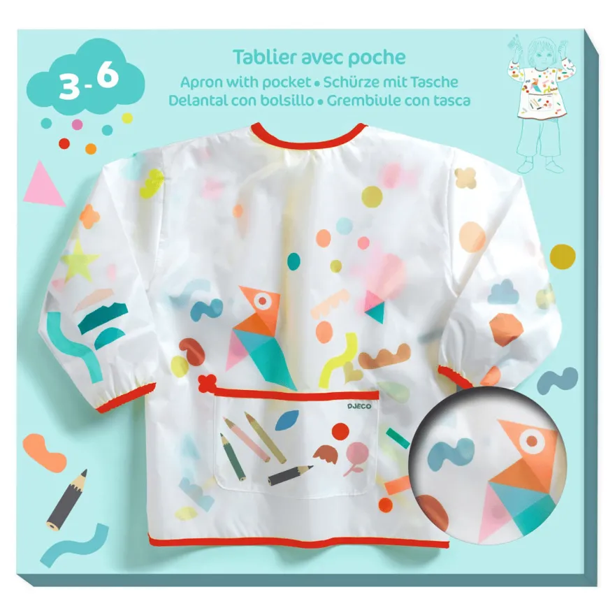 Målarförkläde med ficka, stl. 3–6 år