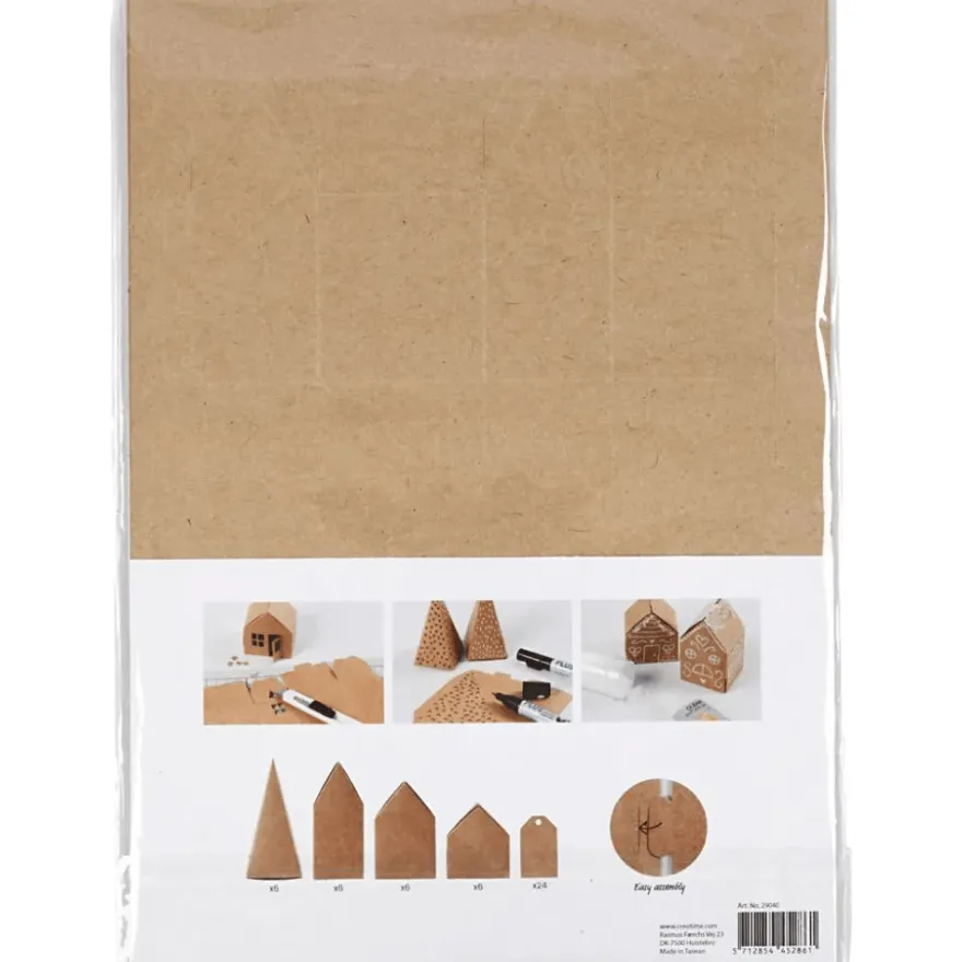 Paket med stansade hus och träd, 24 st.